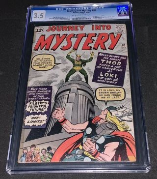 Journey Into Mystery 85 Cgc 3.  5 Vg - Ow/w Marvel 1962 Thor 1st App Loki & Odin