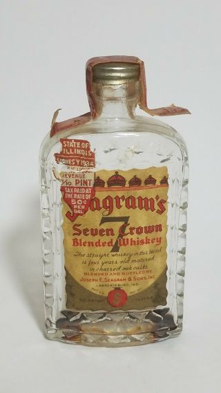 Miniature Whiskey Bottle Seagrams 7 Crown Flask