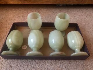 Set Of 6 Marble Onyx Small Wine Glasses