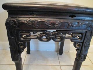 ANTIQUE DYNASTY QING CHINESE CARVED ROSEWOOD & MARBLE TABLE 3