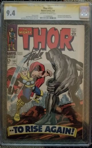 Thor 151 Cgc 9.  4 Nm Jack Kirby Destroyer Marvel Comics Stan Lee Signed