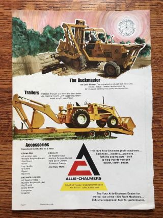 Vintage Allis - Chalmers Brochure Crawler Backhoe - Loader Forklift Construction 