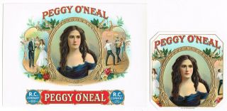 Cigar Box Label Vintage Pair 1910 Peggy O 
