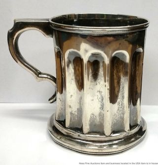 W.  Adams Maker Large Antique 1822 Coin Silver Federal Style Cup Mug Early Design