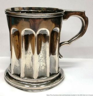W.  Adams Maker Large Antique 1822 Coin Silver Federal Style Cup Mug Early design 4