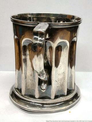 W.  Adams Maker Large Antique 1822 Coin Silver Federal Style Cup Mug Early design 5