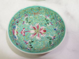 Chinese Qing Guangxu Green Rose Famile Porcelain Teapot Spoon Bowls Qialong Mark 5