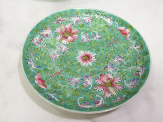 Chinese Qing Guangxu Green Rose Famile Porcelain Teapot Spoon Bowls Qialong Mark 8