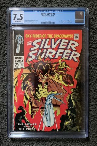 Silver Surfer 3 Cgc 7.  5 Marvel Comics 1968 1st Appearance Of Mephisto
