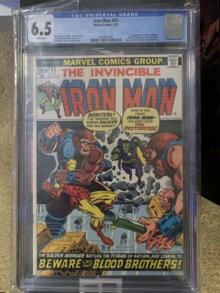 Iron Man 55 Cgc 6.  5 White Pages First Appearance Of Thanos (feb 1973,  Marvel)