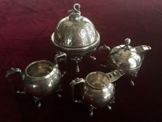 Estate items Antique Reed & Barton 1860s Silverplate Coffee Tea Set 3