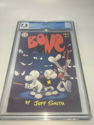 Bone 1 First Print Cgc 7.  5 / White Pages / Jeff Smith / (1991) 1st Print