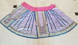 Antique Chinese Silk Hand Embroidered Skirt Panel (y19)