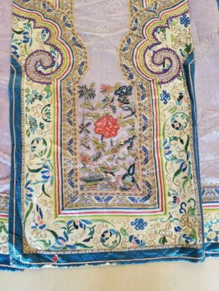 Antique Chinese Silk Hand Embroidered Skirt Panel (Y19) 2