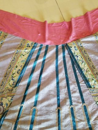 Antique Chinese Silk Hand Embroidered Skirt Panel (Y19) 7