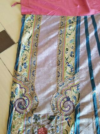Antique Chinese Silk Hand Embroidered Skirt Panel (Y19) 9