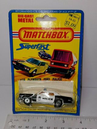 Vintage Matchbox Police Plymouth Fury Police No.  10