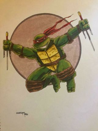 Kevin Eastman Tmnt Ninja Turtles Raphael Ink And Colored Drawing 1988