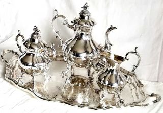 Reed&barton Hollowware Silver Plate Winthrop 1795 5 Pc With 1794 R&b Tray