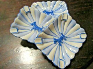 Blue Scottie Tiny Ashtrays (3) Japan Ceramic Stamped