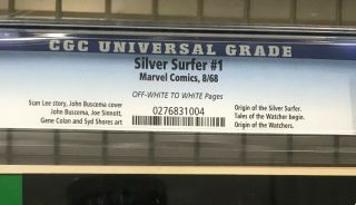SILVER SURFER 1 Marvel Comics 1968 CGC 7.  0 Silver Surfer & The Watchers Origin 2