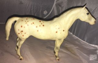Vintage Standing White Brown Spots Breyer Molding Co Molded Plastic Horse 7”