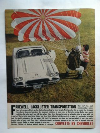 1962 Chevrolet Corvette Sting Ray Farewell Lackluster - Gm Vette Ad