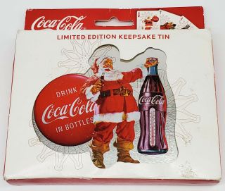 Coca - Cola Playing Cards 2 Decks Santa Limited Edition Keepsake Tin 2008 Nsib