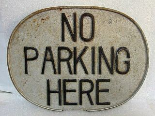 Vintage Cast Iron Advertising Sign No Parking Here Double Sided Police Funeral