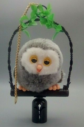 Vintage 1984 Iwaya Singing Baby Owl On Perch Moves Whistles Battery Operated
