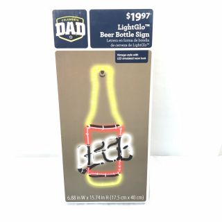 Vintage Style Lightglo Beer Bottle With Led Light Sign Neon Look Lightglo