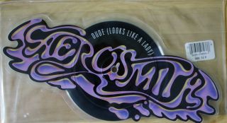 Ex/ex Aerosmith Dude Looks Like A Lady Shaped Vinyl Picture Pic Disc Logo