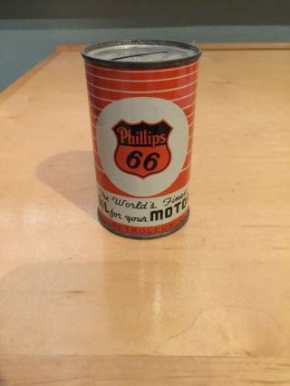 Vintage 1950s Phillips 66 Orange Promotional Mini Oil Can Bank,  3 1/2 "