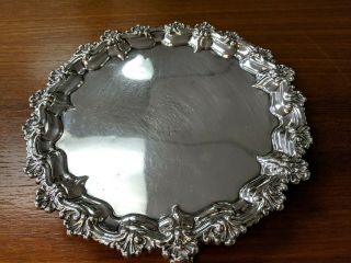 Antique Victorian Solid Sterling Silver Salver / Card Tray,  London 1883
