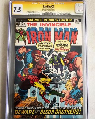 Iron Man 55 Cgc 7.  5 (vf -) Ss Jim Starlin First Appearance Thanos And Drax
