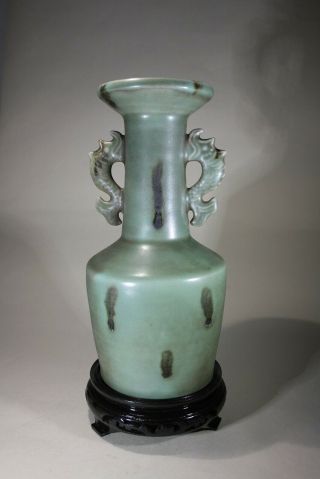 Antique Chinese Celadon Green Glazed Kinuta Mallet Vase -