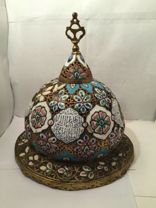 ANTIQUE ISLAMC SYRIAN OTTOMAN TURKISH ENAMEL LAMP 4