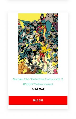 Michael Cho Detective Comics Vol.  2 1000 Yellow Variant Dc Comics 1950s