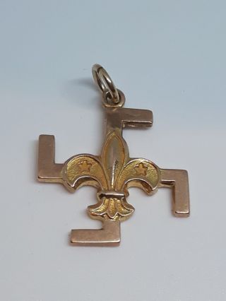 Early Antique Scouts 9ct Gold Fob Swastika Medal.  C1900 - 16