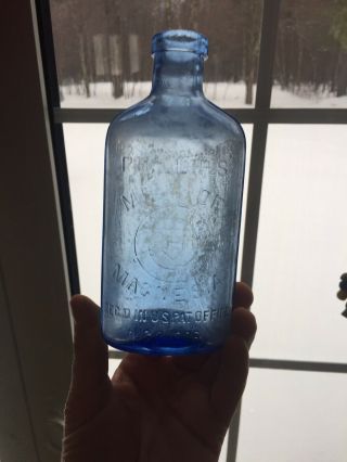 Vintage Phillips Milk Of Magnesia Cobalt Blue Glass Bottle August 1906
