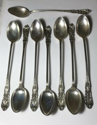 8 International Richelieu Sterling Silver Ice Tea Spoons No Mono 287 Grams