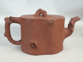 ANTIQUE CHINESE YIXING TRUNK SHAPED TEAPOT - MARKED 3