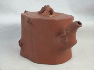 ANTIQUE CHINESE YIXING TRUNK SHAPED TEAPOT - MARKED 4