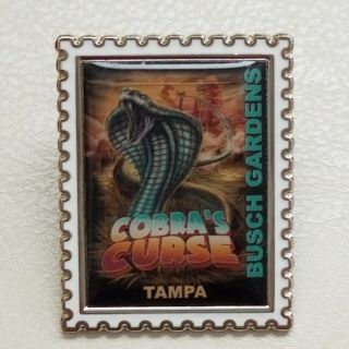 Busch Gardens Pin Cobras Curse Stamp Trading Pin Roller - Coaster Ride