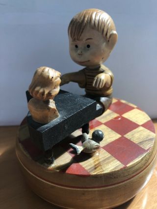 Peanuts Rare 1968 Schroeder Plays Piano Wooden Music Box By Anri Of Italy