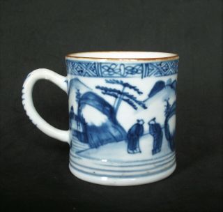 Perfect Chinese Early 18th C Kangxi Blue And White Figures Mug Cup Vase Tea Bowl
