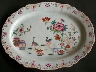 33cm Chinese 18th C Qianlong Famille Rose Porcelain Platter Plate Vase