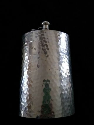 Vintage German Hammered Hip Flask Large 16 Oz Capacity Marked Germany