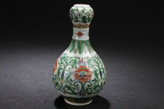 A Chinese Narrow - opening Plant - filled Fortune Porcelain Vase Display 2