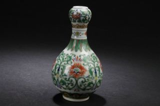 A Chinese Narrow - opening Plant - filled Fortune Porcelain Vase Display 3